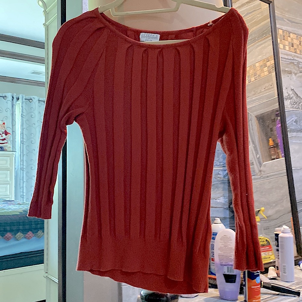 Joseph A. Petite Sweater in a toasty warm Orange.